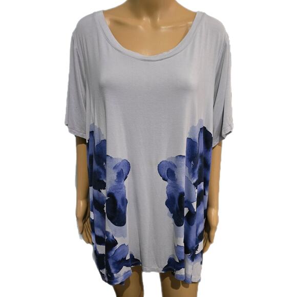 H by Halston Tops - H by Halston Blue Watercolor Print Top 3X